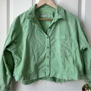 Free People Mint Green Cropped Button-Up Shirt